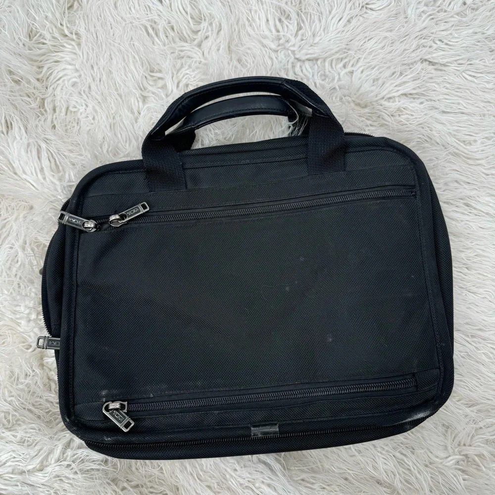 Tumi Black Canvas Laptop Briefcase Carry Bag No Shoulder Strap